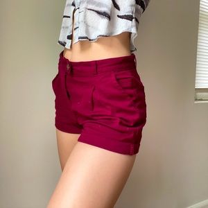 crimson high waist shorts